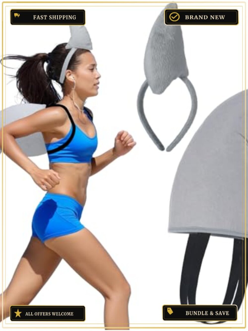 Shark Fin Costume Set Headband Shoulder Strap Halloween Accessory